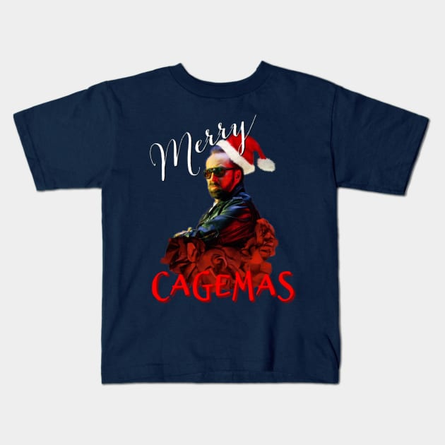 Merry Cagemas Kids T-Shirt by sparklyfuzzbox@gmail.com